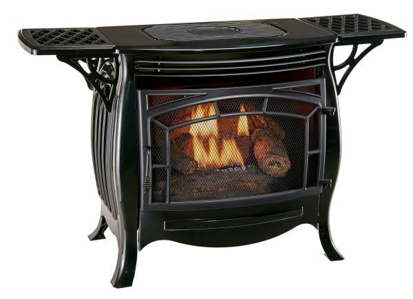 Dual Fuel Ventless Gas Stove - 26,000 BTU, Remote Control, Gloss Black Finish - Image 2