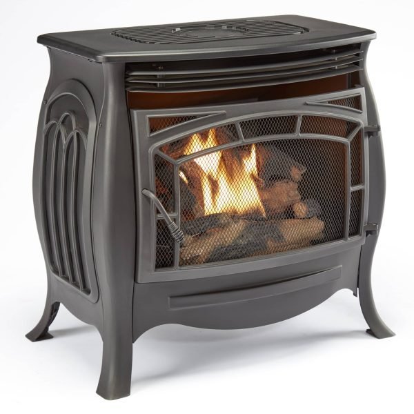 Dual Fuel Ventless Gas Stove - 26,000 BTU, Remote Control, Matte Black Finish
