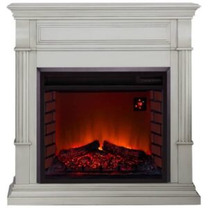 Full Size Electric Fireplace - Remote Control, Antique White Finish