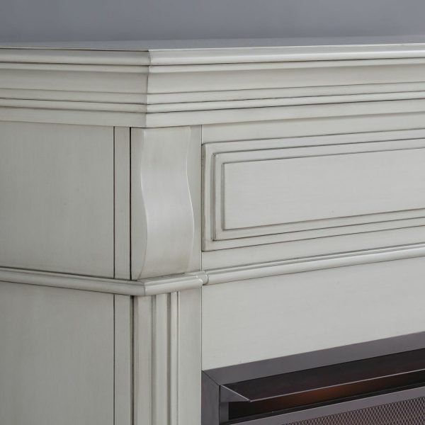 Full Size Electric Fireplace - Remote Control, Antique White Finish - Image 6