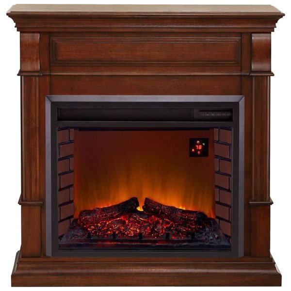Full Size Electric Fireplace - Remote Control, Apple Spice Finish