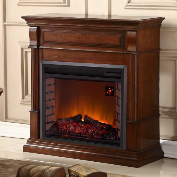Full Size Electric Fireplace - Remote Control, Apple Spice Finish - Image 2