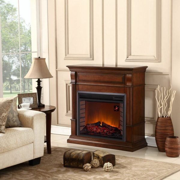 Full Size Electric Fireplace - Remote Control, Apple Spice Finish - Image 4