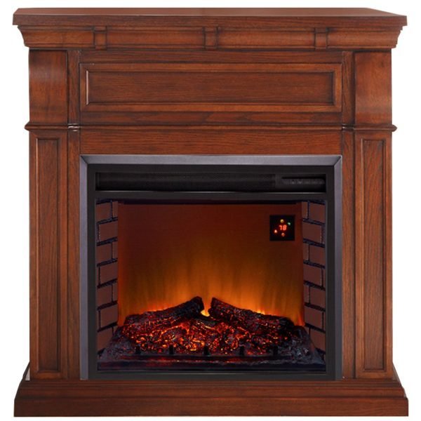 Full Size Electric Fireplace - Remote Control, Auburn Cherry Finish