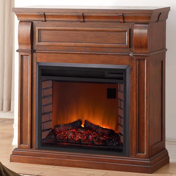 Full Size Electric Fireplace - Remote Control, Auburn Cherry Finish - Image 2