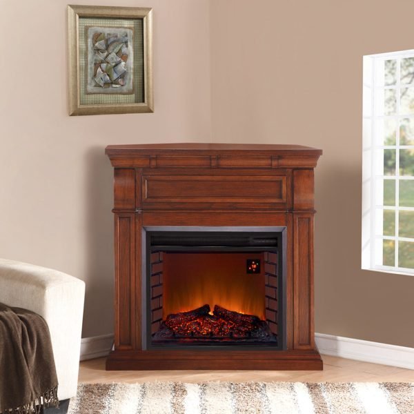 Full Size Electric Fireplace - Remote Control, Auburn Cherry Finish - Image 4
