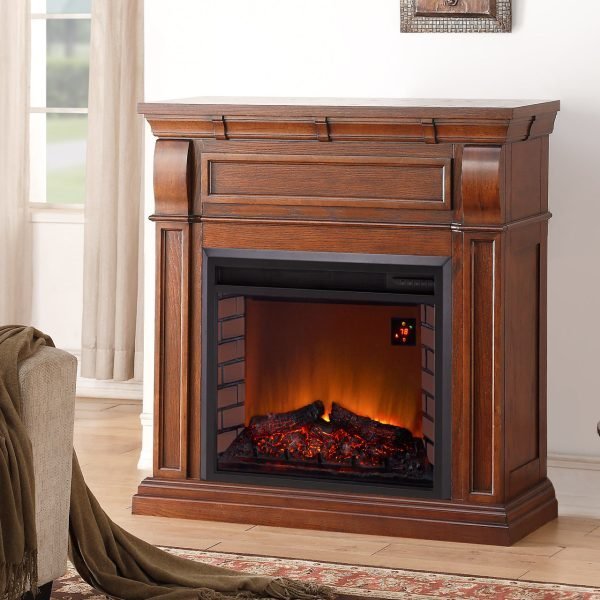 Full Size Electric Fireplace - Remote Control, Auburn Cherry Finish - Image 5