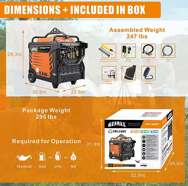PORTABLE INVERTER GENERATOR 11000W TRI-FUEL - Image 4