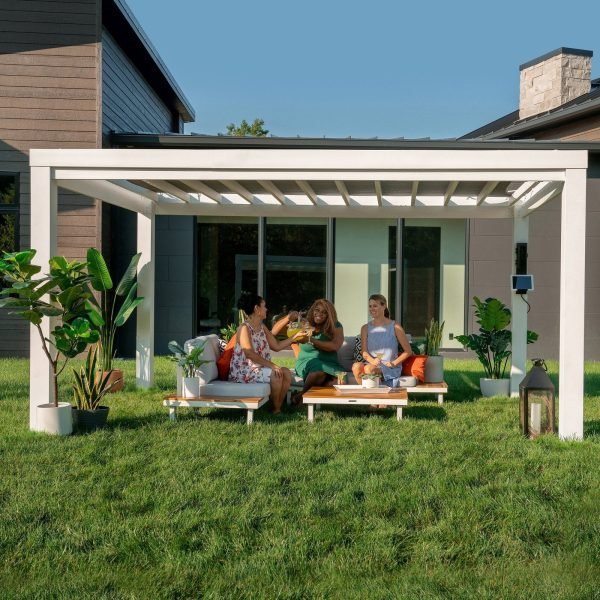 14x10 Modern Steel Pergola With Sail Shade Soft Canopy - Image 6