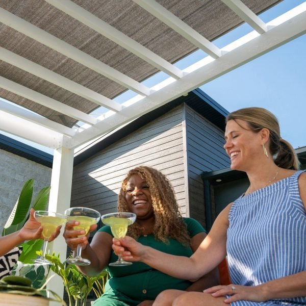 14x10 Modern Steel Pergola With Sail Shade Soft Canopy - Image 12