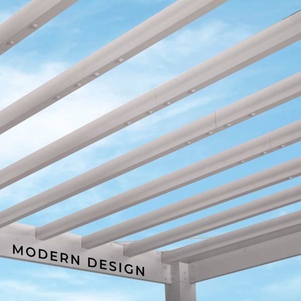 14x10 Modern Steel Pergola With Sail Shade Soft Canopy - Image 13