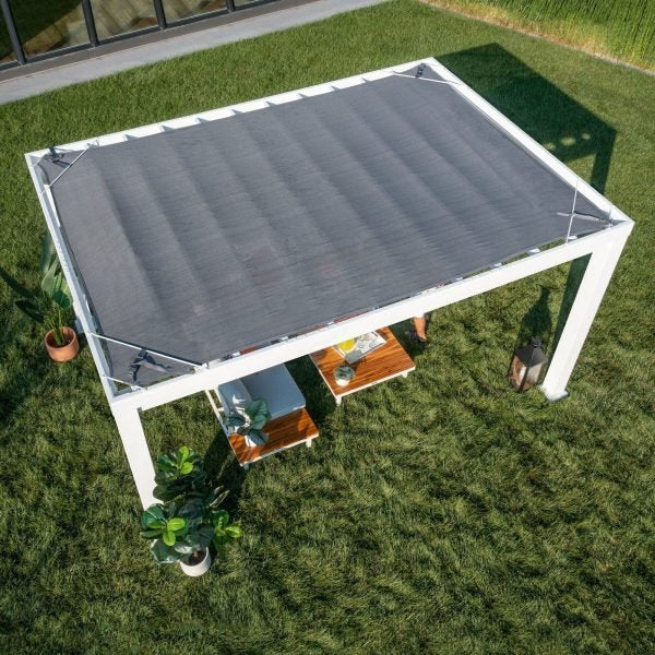 14x10 Modern Steel Pergola With Sail Shade Soft Canopy - Image 15