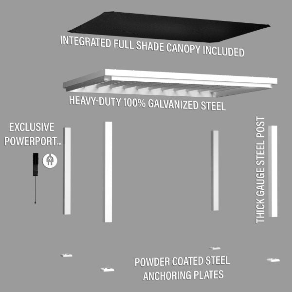 14x10 Modern Steel Pergola With Sail Shade Soft Canopy - Image 18
