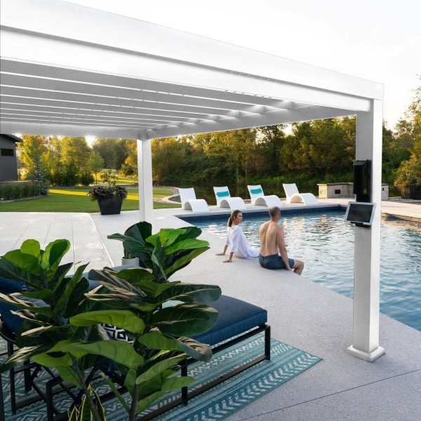 14x10 Modern Steel Pergola With Sail Shade Soft Canopy - Image 7