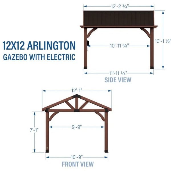 12′ X 12′ Solid Wood Patio Gazebo - Image 12