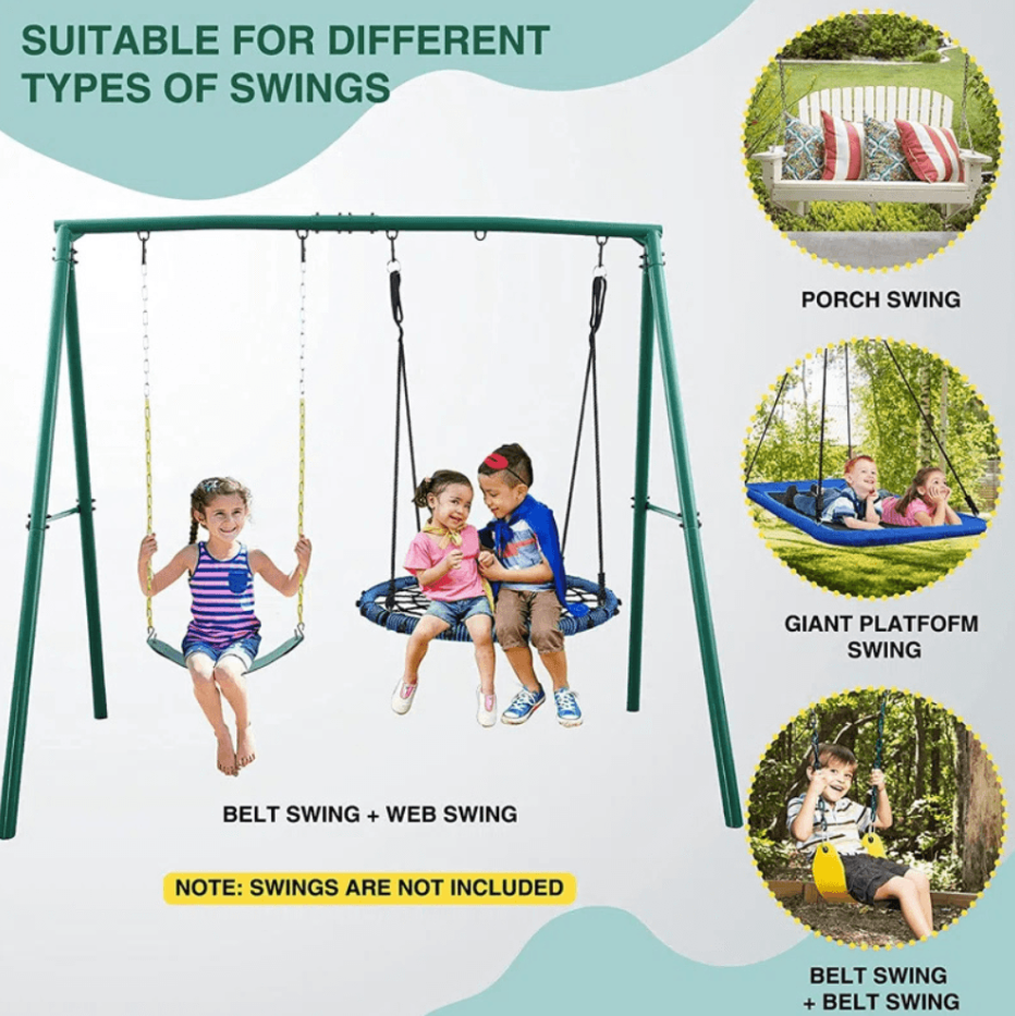440lbs Extra Large Metal Swing Frame with 5 Hanging Hooks, Heavy Duty A-Frame Swing Stand - Image 5
