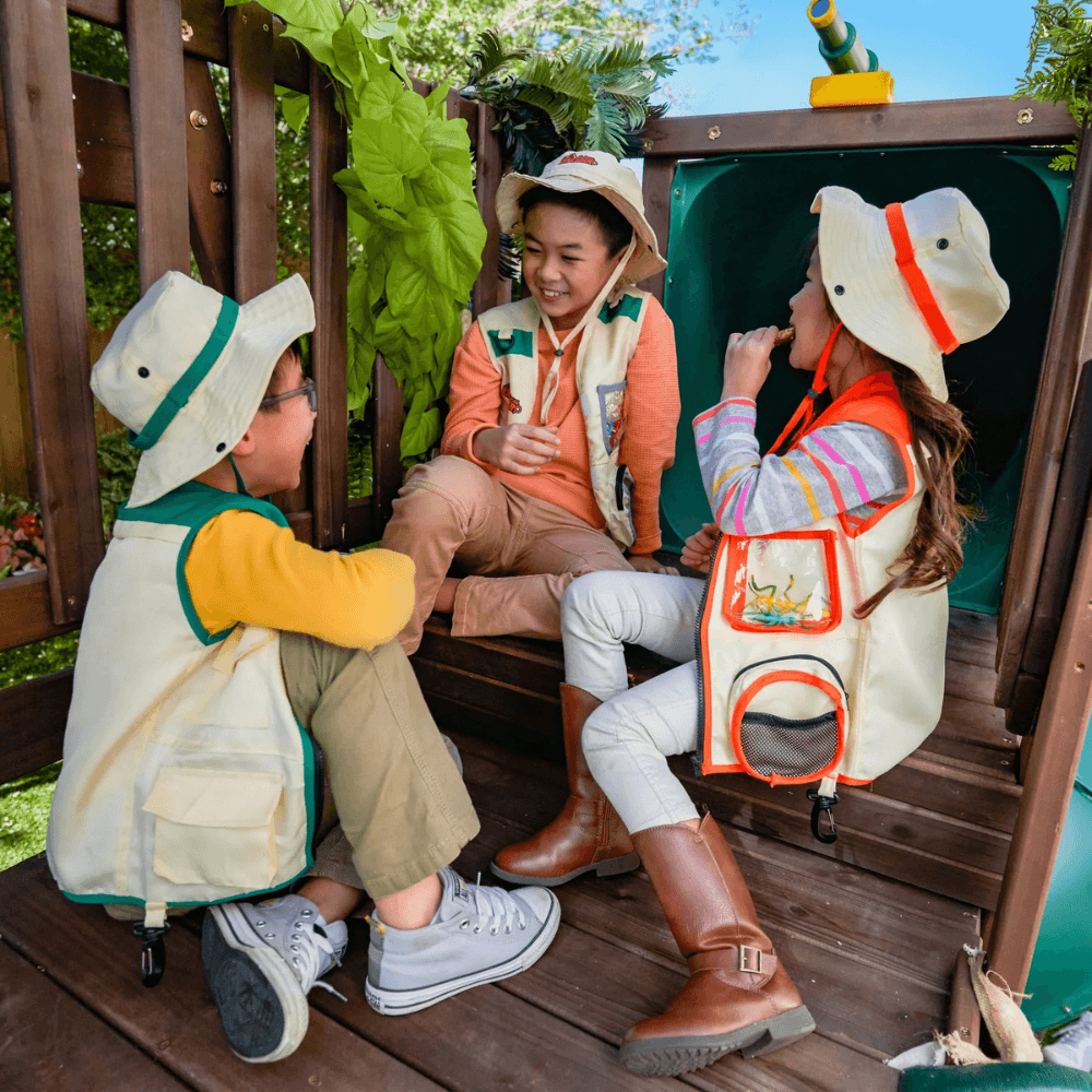 Wooden Swing Set/Playset with Tent, Tube Slide and 3-Swings - Image 4