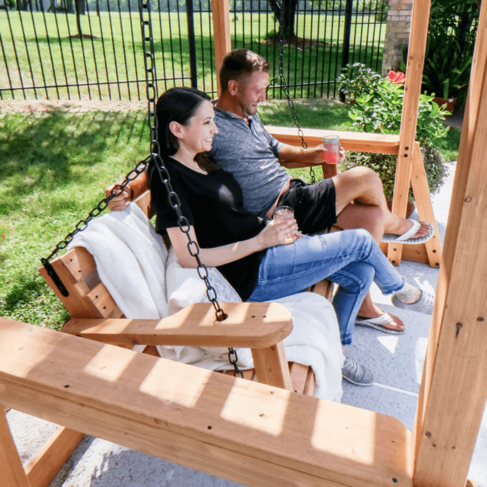 Cedar Wood Outdoor Pergola Swing Bench - Image 7