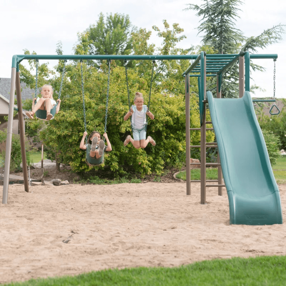 Powder Coated Steel Swing Set with 4 Swing(s), 1 Slide(s) - Image 9