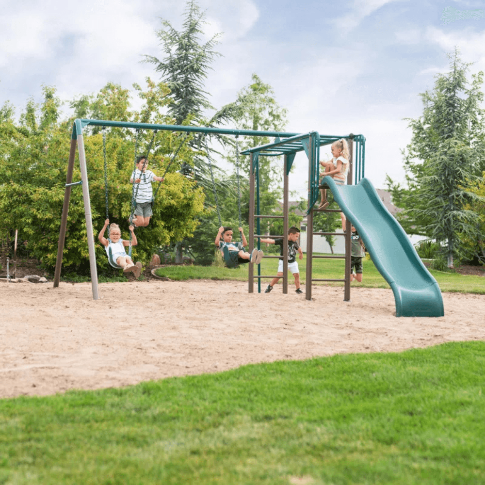 Powder Coated Steel Swing Set with 4 Swing(s), 1 Slide(s) - Image 8
