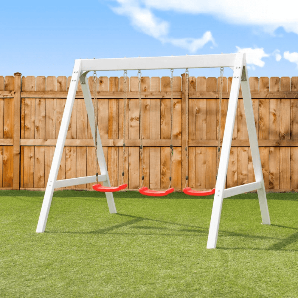 Sports power Vinyl-Covered Wood Swing Set - Classic & Durable for Outdoor Fun - Image 9