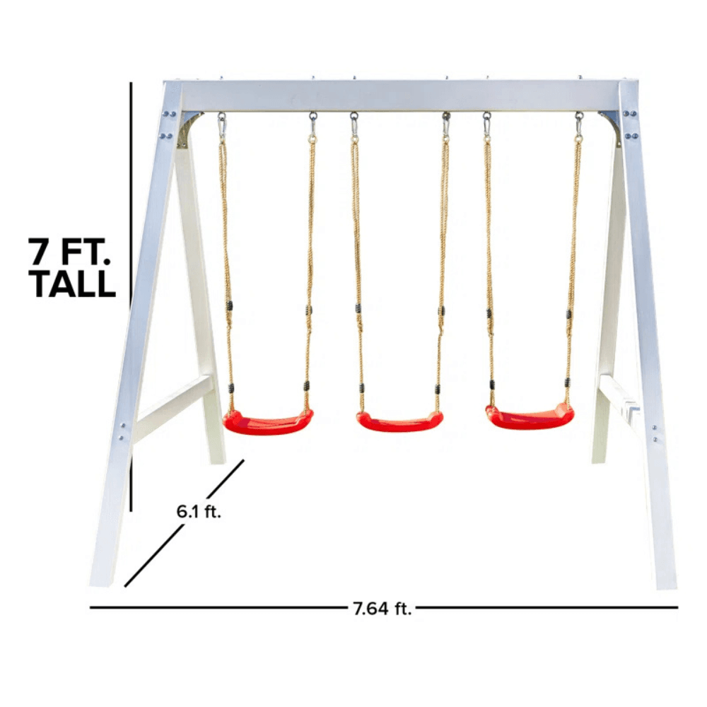 Sports power Vinyl-Covered Wood Swing Set - Classic & Durable for Outdoor Fun - Image 8