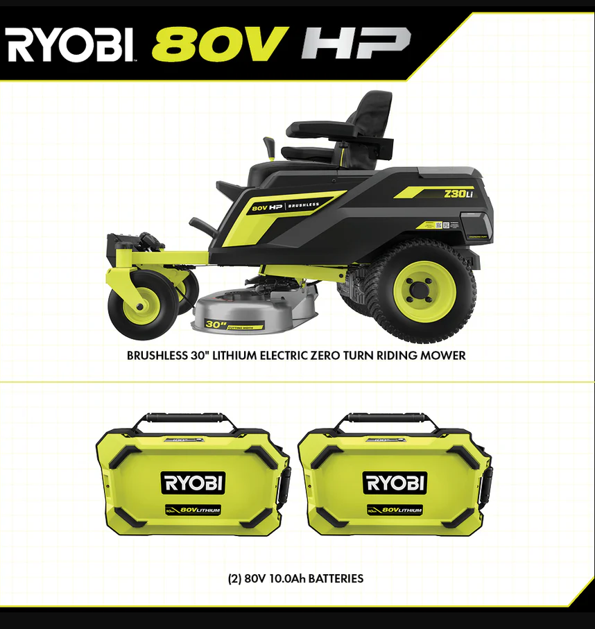 80V HP Brushless 30 in. Battery Electric Cordless Zero Turn Mower with 80V 10 Ah Batteries - Image 5