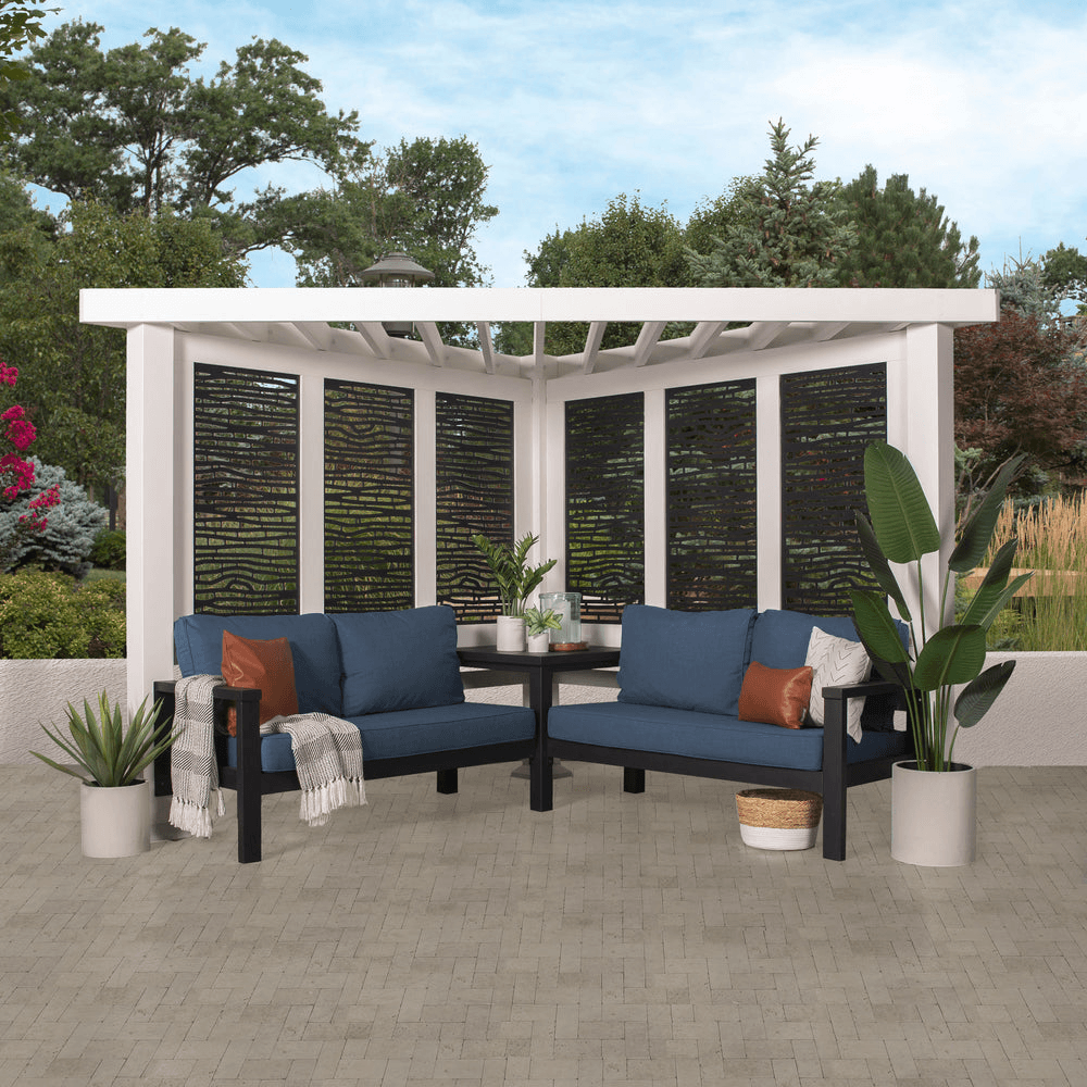 Ridgedale Steel Pergola with Built-in Conversation Seating by - Image 2