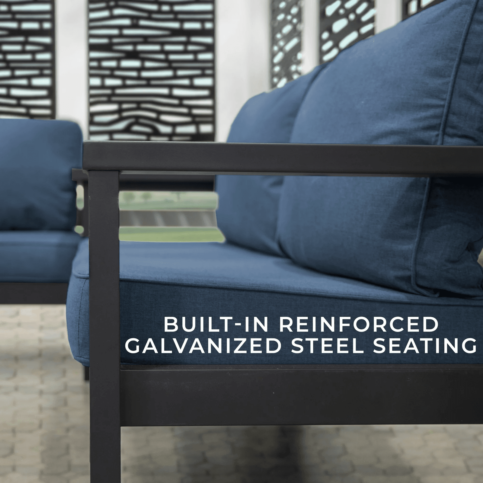 Ridgedale Steel Pergola with Built-in Conversation Seating by - Image 4
